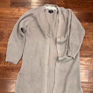 Gray Knit Long Cardigan